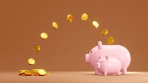 coins jump into piggy bank